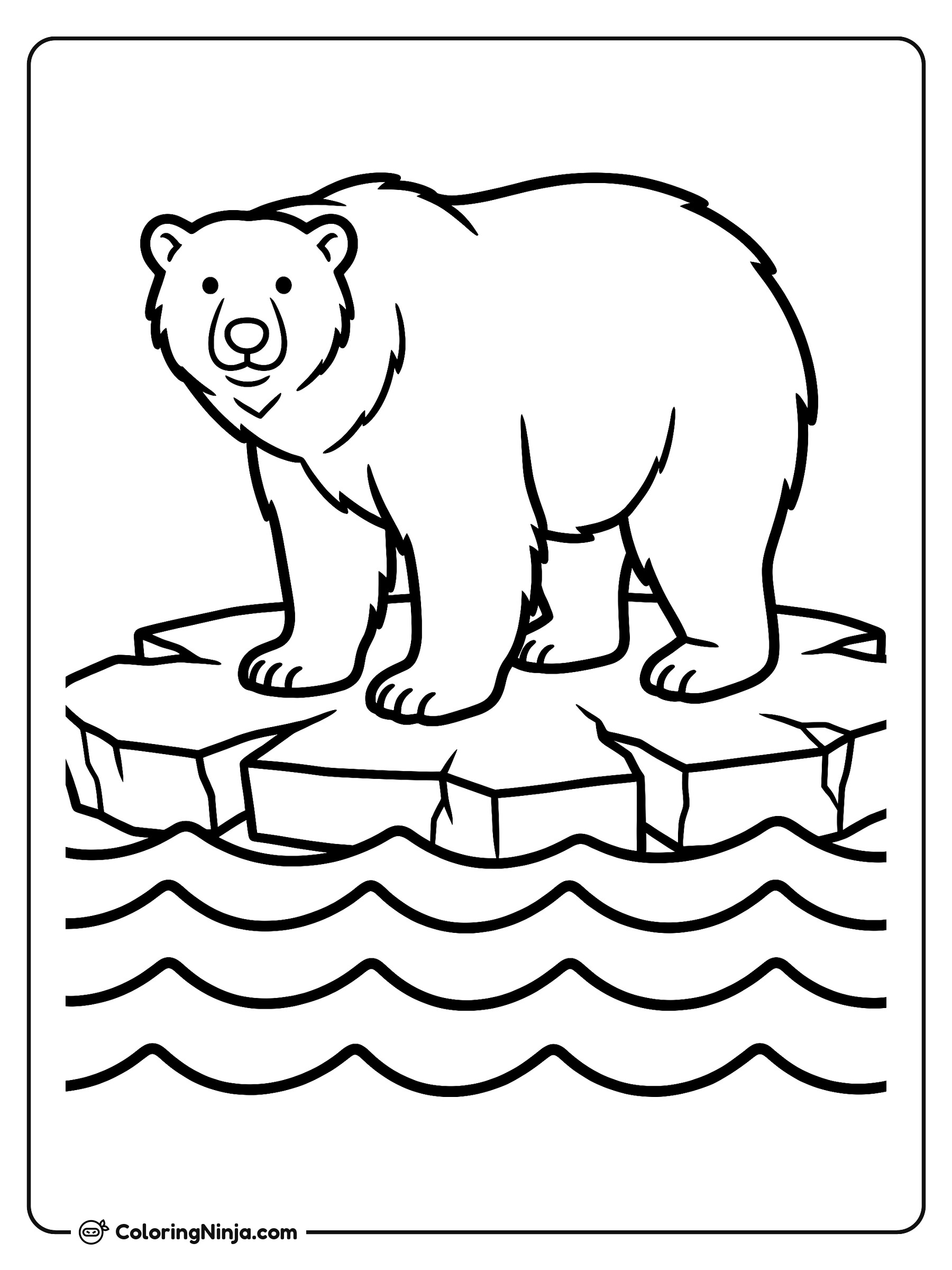 Oso polar sobre un témpano de hielo: dibujo para colorear