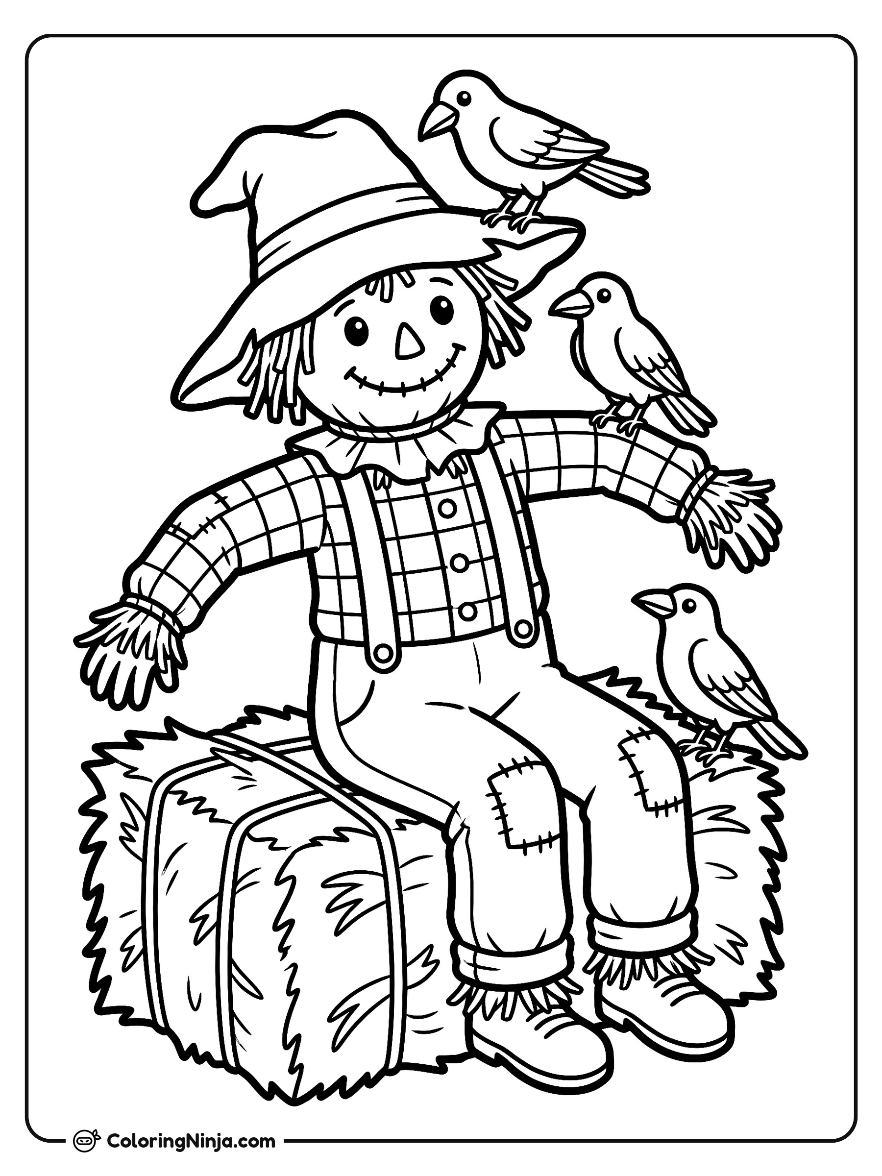 Espantapájaros de Cosecha sobre Paja: dibujo para colorear