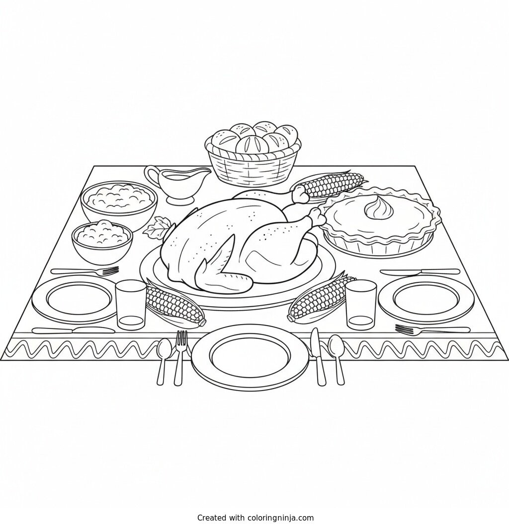 Feast on the Table Coloring Page