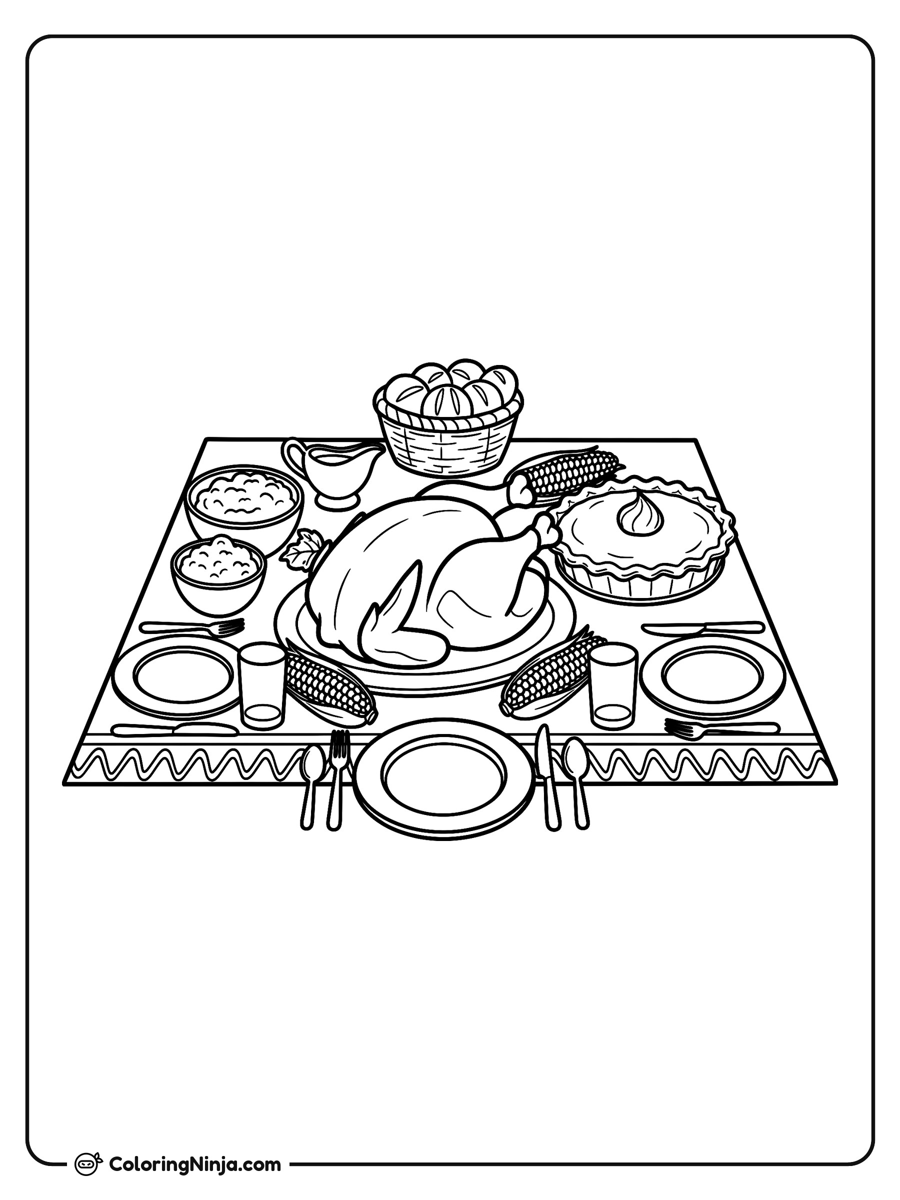 Banquete Festivo en la Mesa: dibujo para colorear