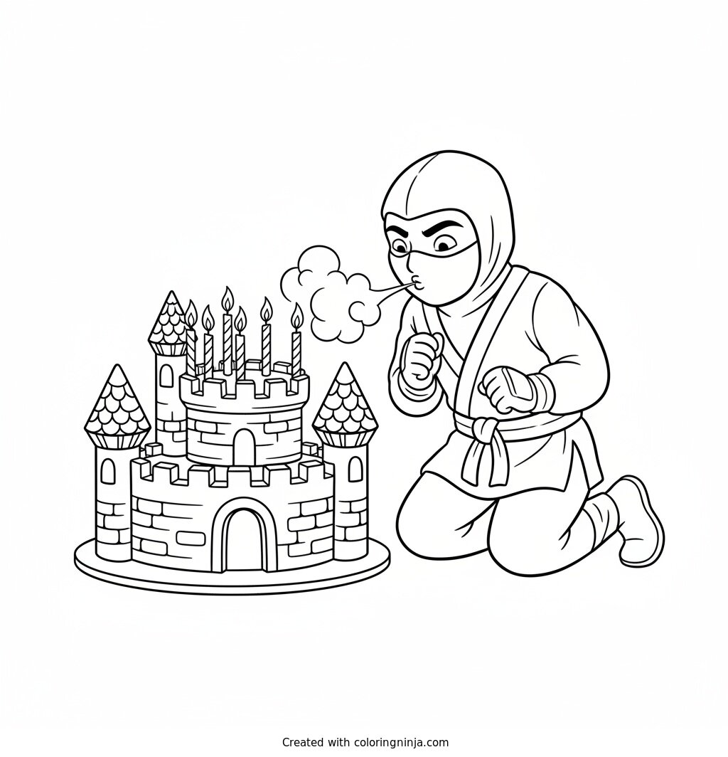 Ninja Birthday Party Coloring Page