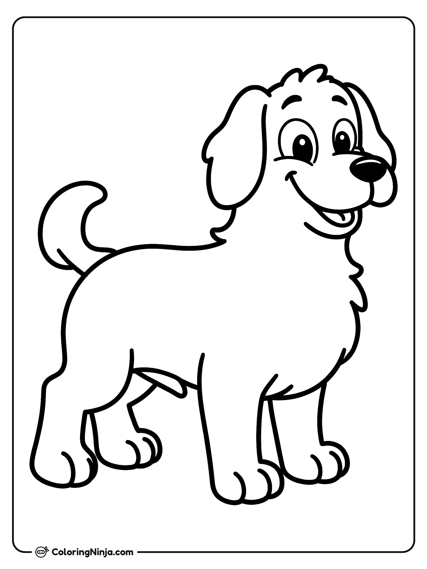 Perrito tierno y feliz de pie: dibujo para colorear
