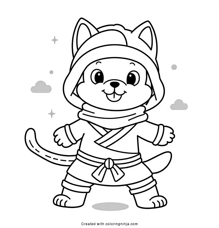 A coloring page of dog ninja