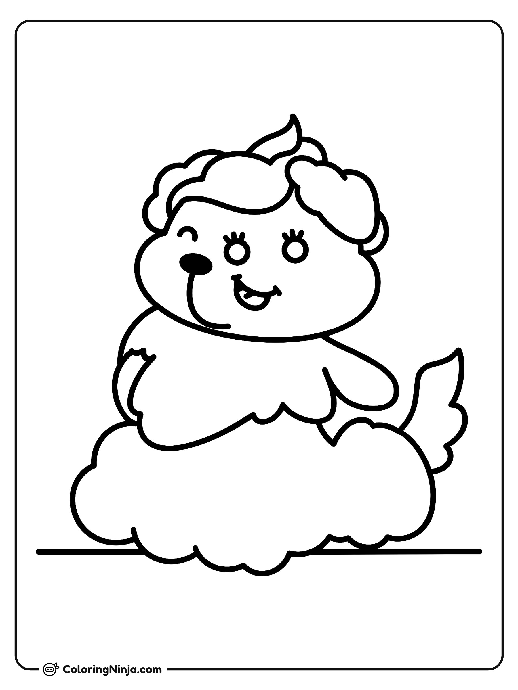 Caca de Perro Guiñando el Ojo: dibujo para colorear