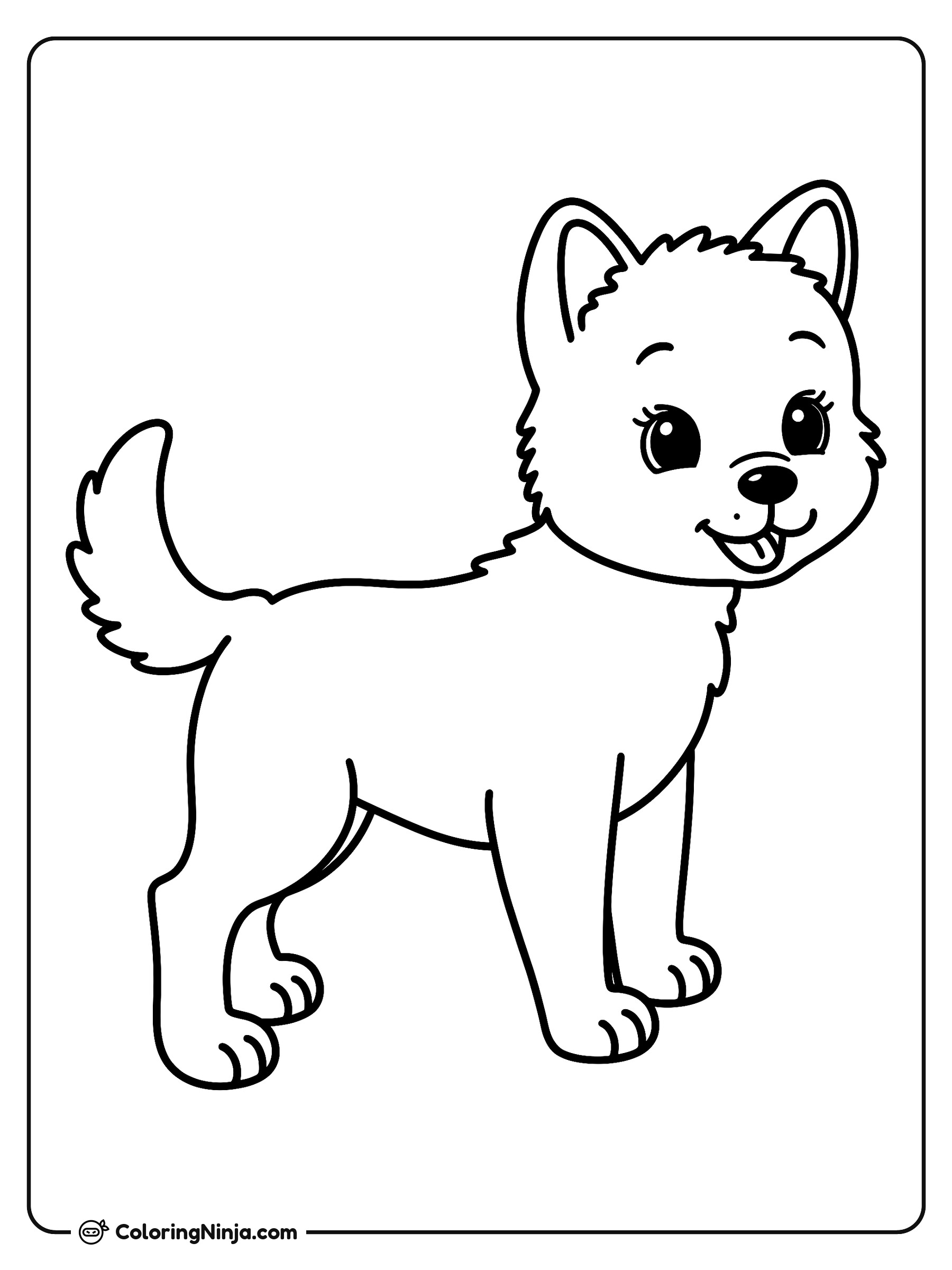 Perrito Sonriente de Pie Moviendo la Cola: dibujo para colorear