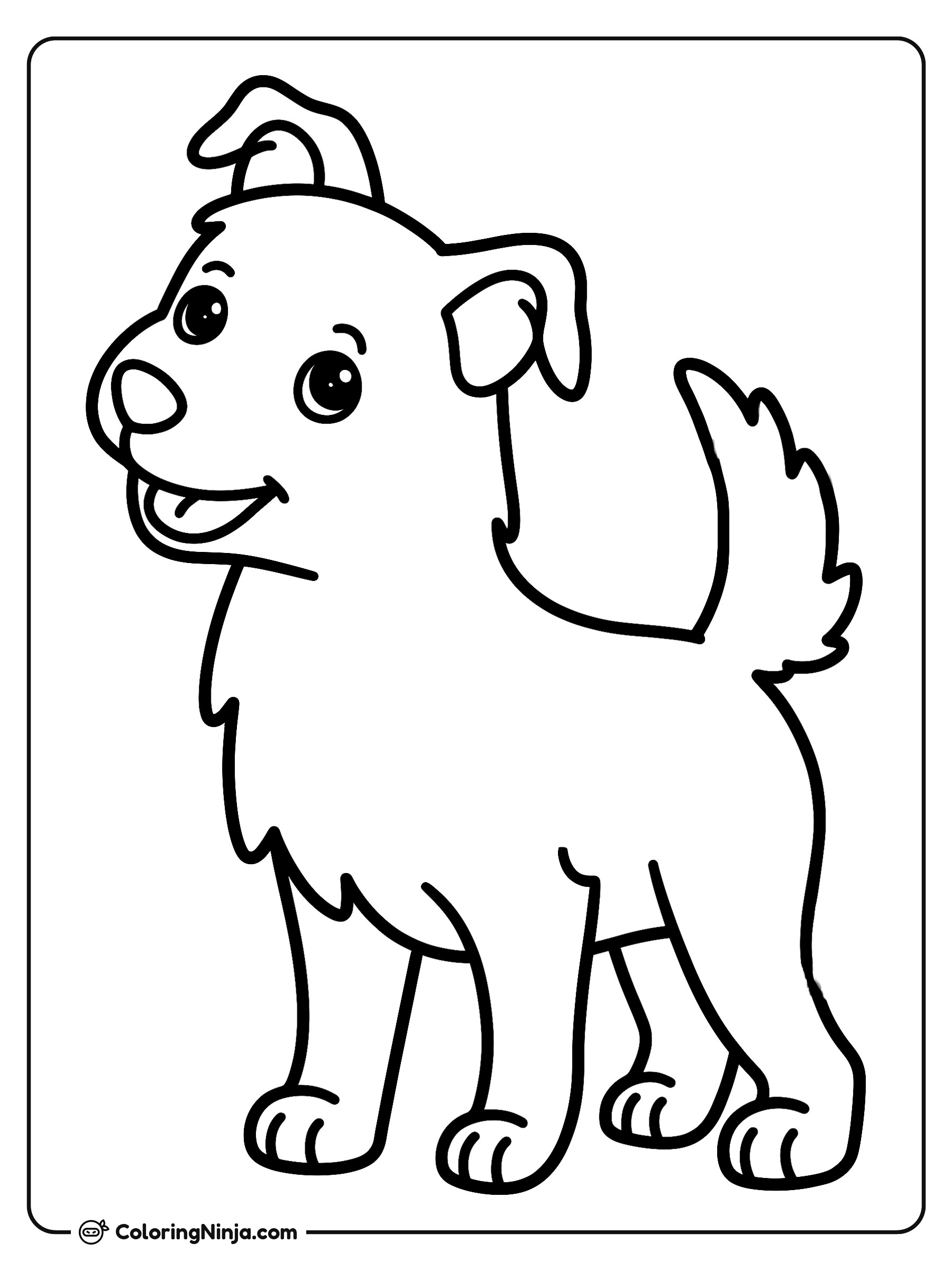 Un perro feliz y juguetón: dibujo para colorear