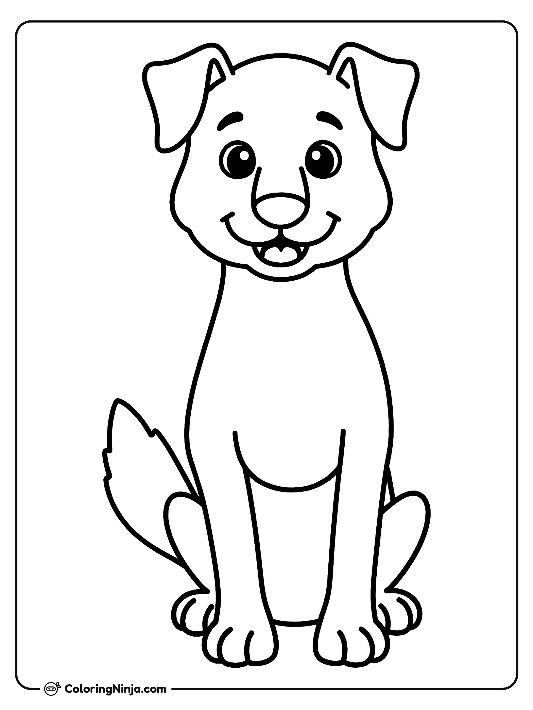 Perro Amigable Sentido y Sonriendo: dibujo para colorear