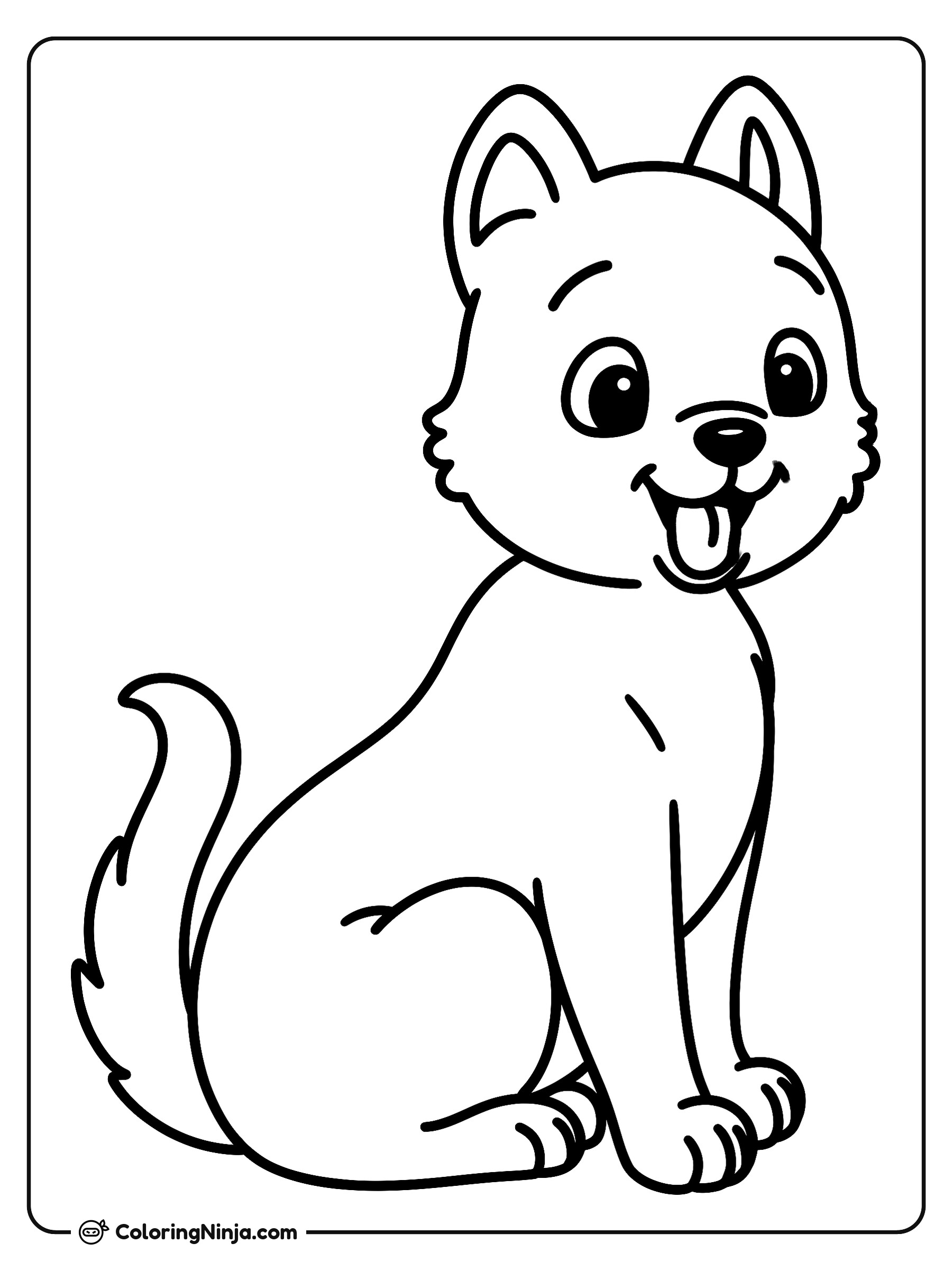 Perro sentado sacando la lengua: dibujo para colorear