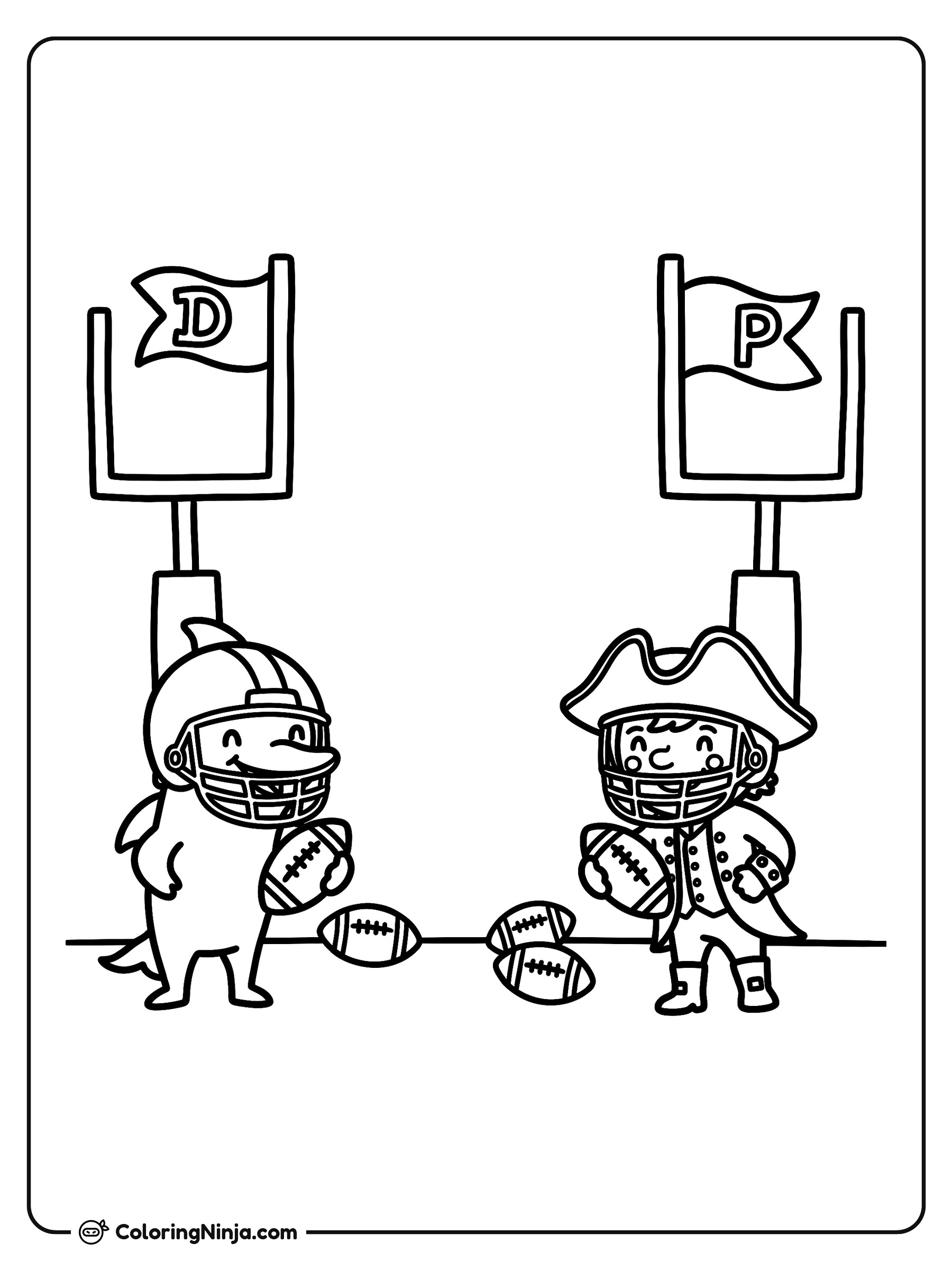Partido de Fútbol Dolphins Contra Patriots: dibujo para colorear