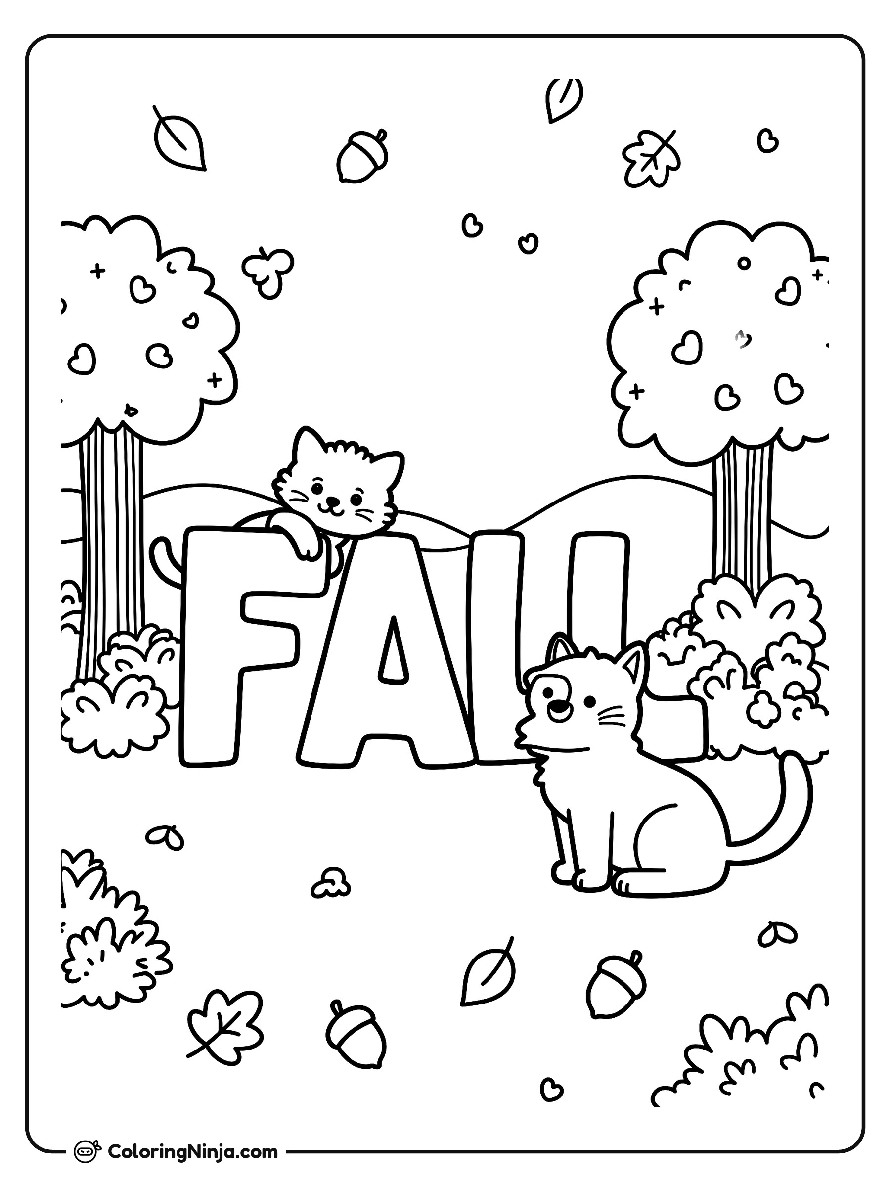 Cat and Dog Hide and Seek Coloring Page