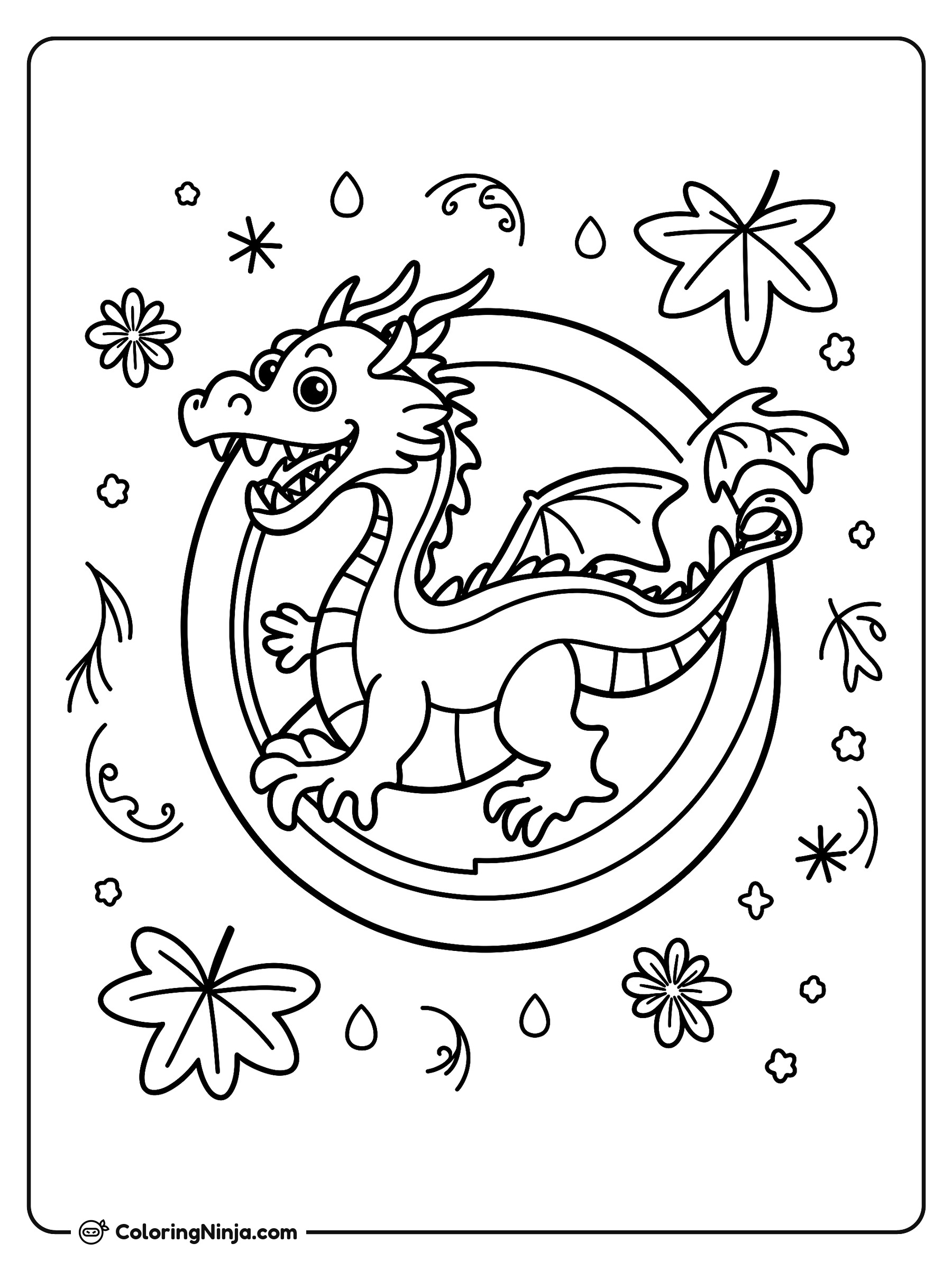 Moneda de Dragón Sonriente: dibujo para colorear