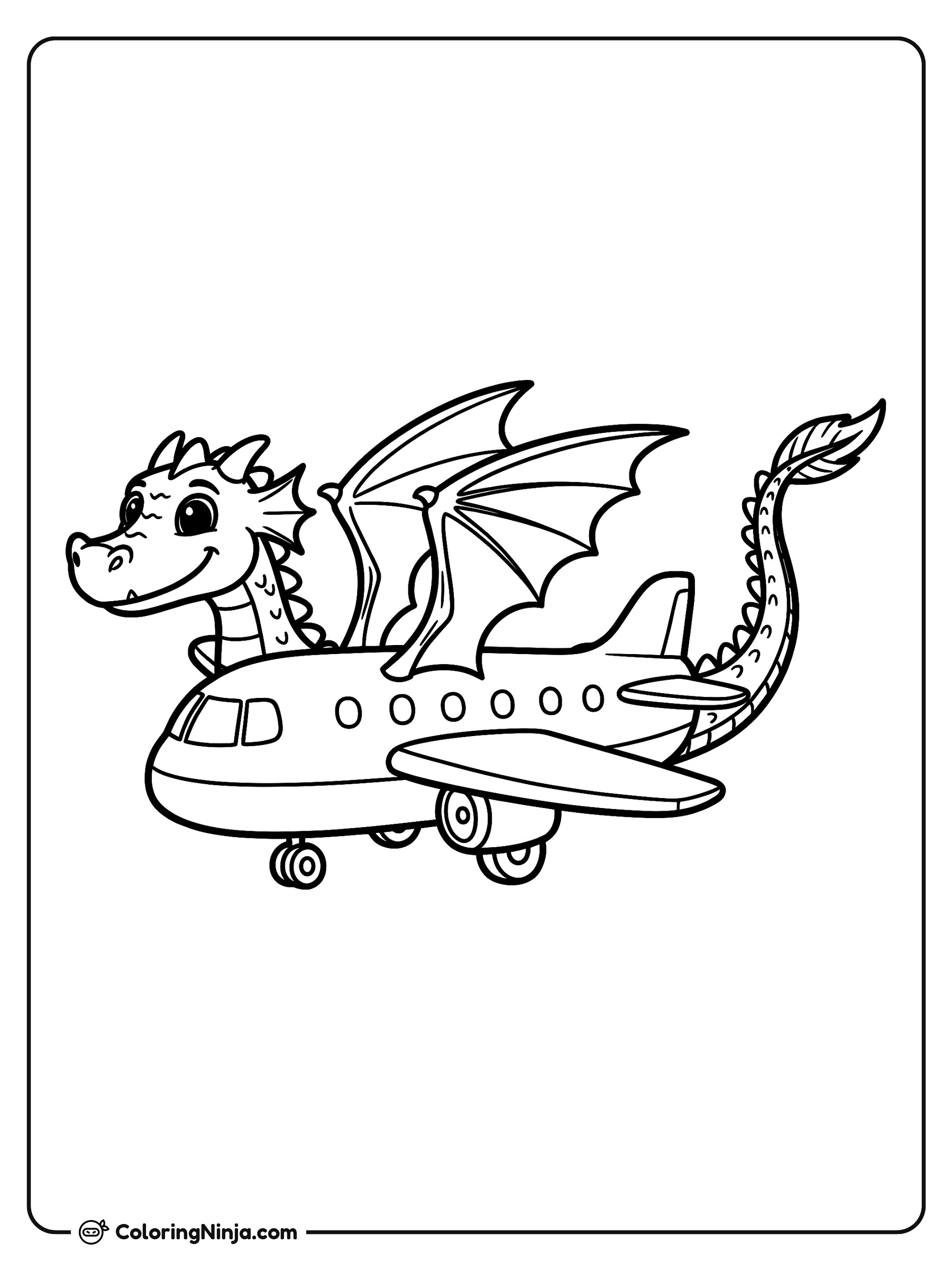 Dragón Combinado con un Avión: dibujo para colorear