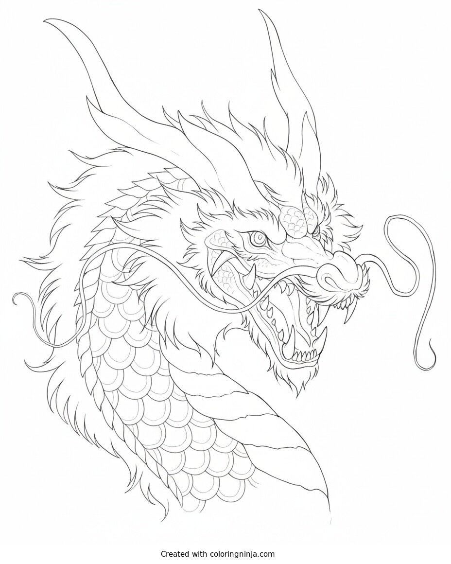 Coloring page of dragon