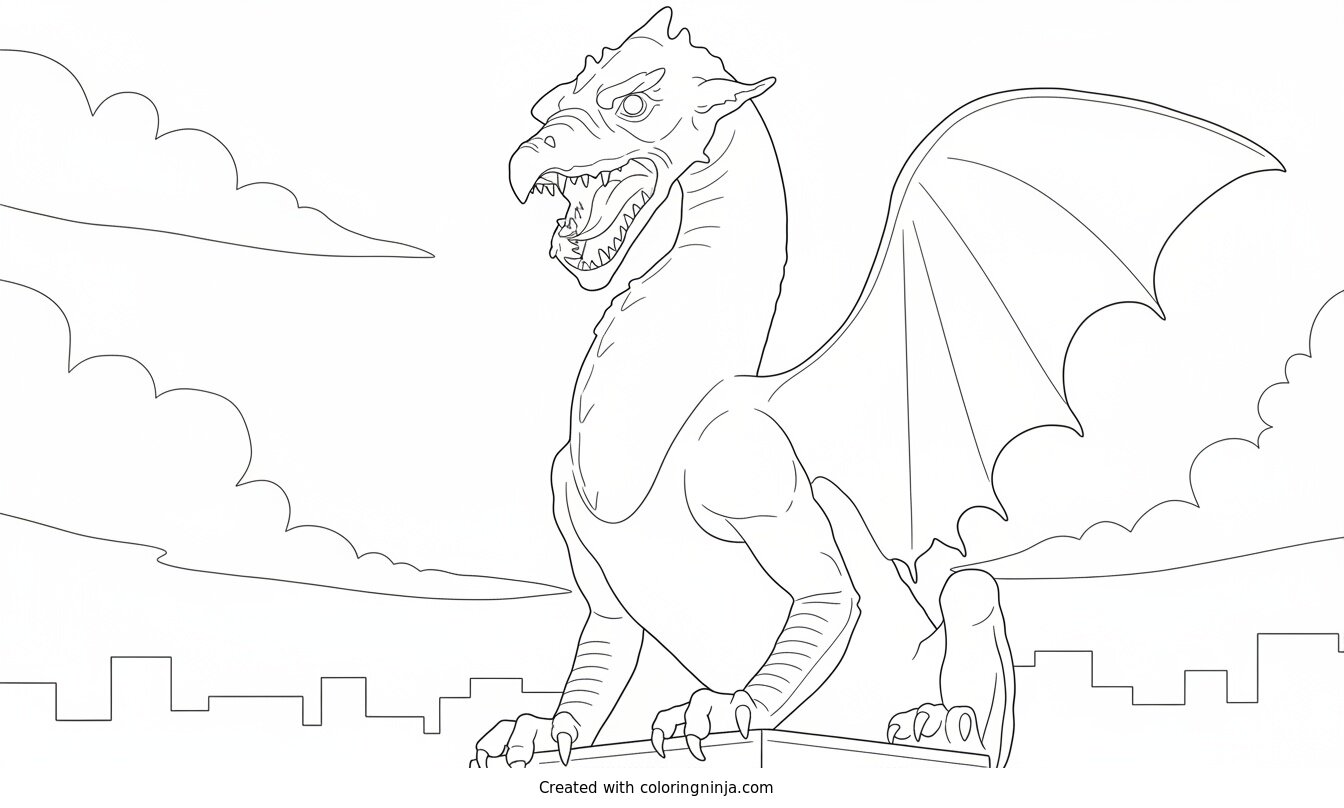 Coloring page of dragon