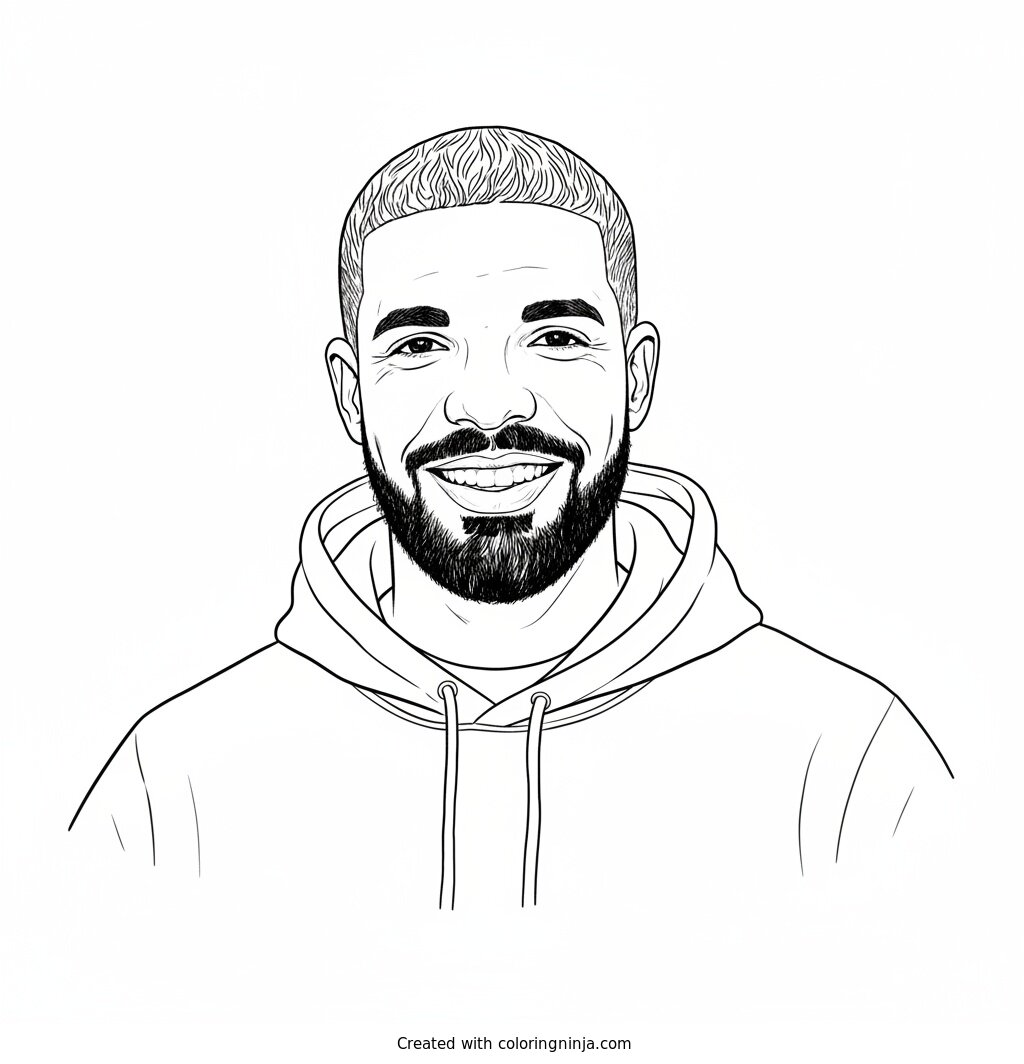 Drake Smiling Portrait Coloring Page