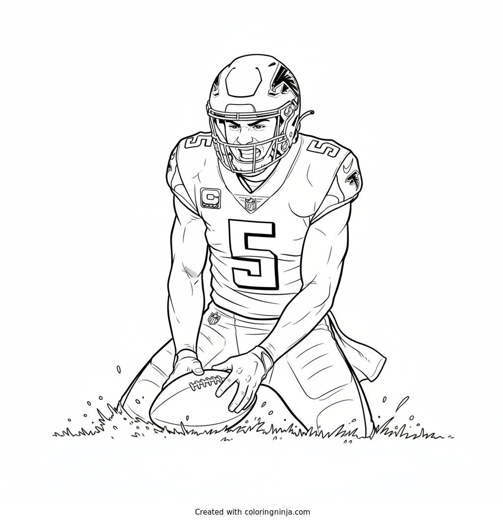Drake London Touchdown Spike Coloring Page