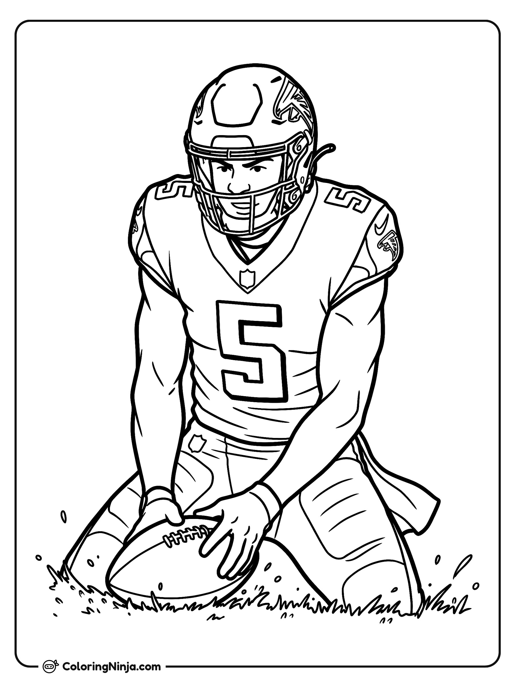 Drake London celebrando un touchdown: dibujo para colorear