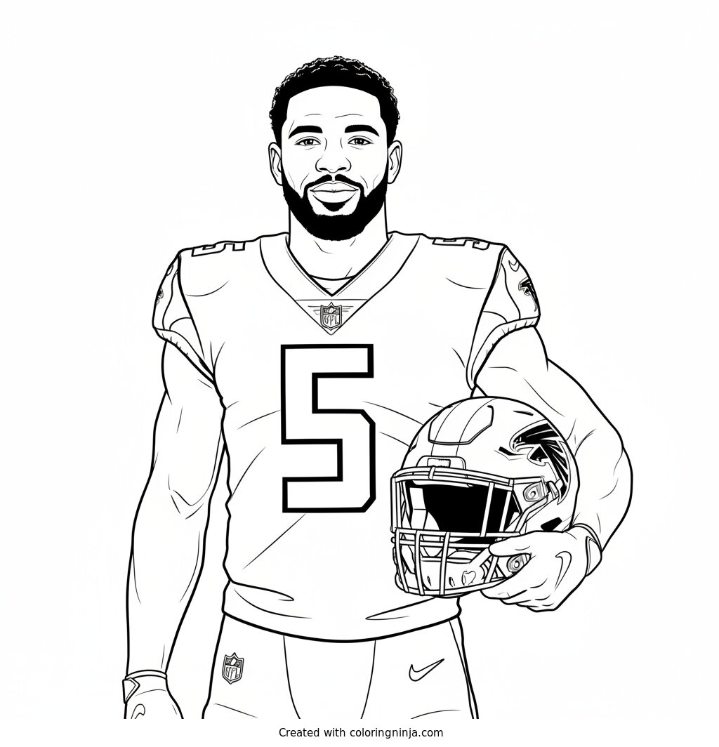 Drake London Helmet Portrait Coloring Page