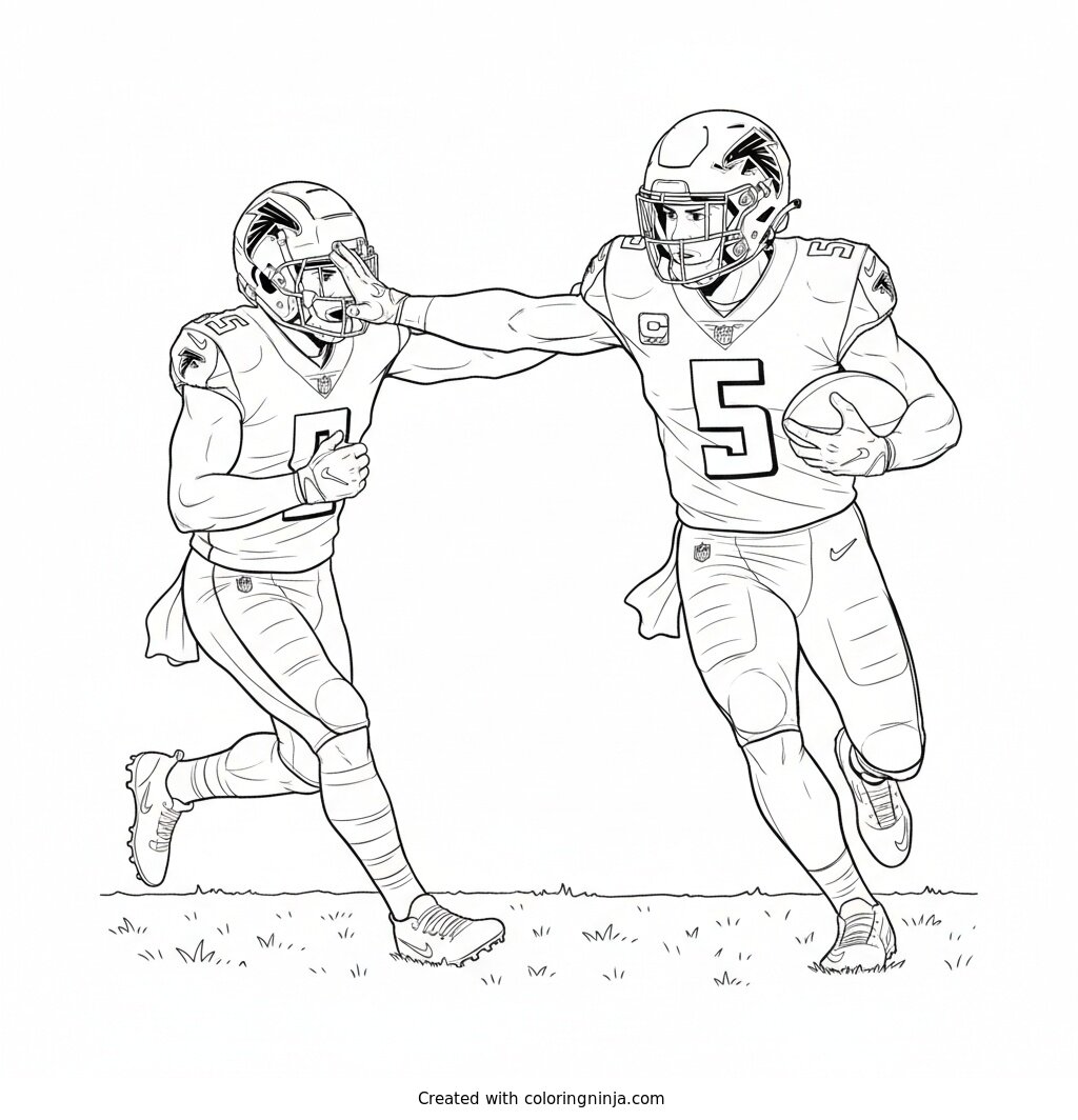 Drake London Sideline Sprint Coloring Page