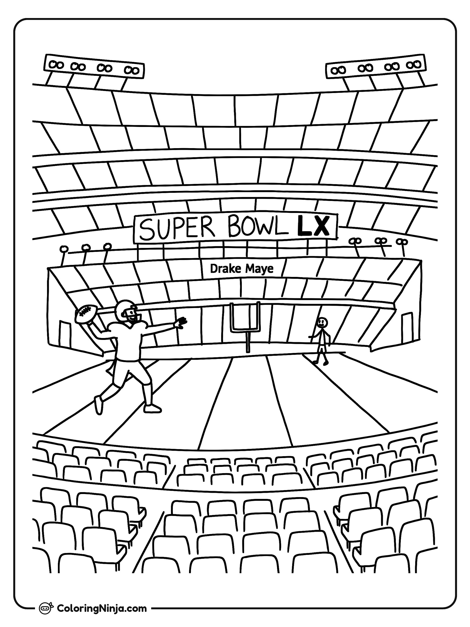 El pase ganador de Drake Maye: dibujo para colorear