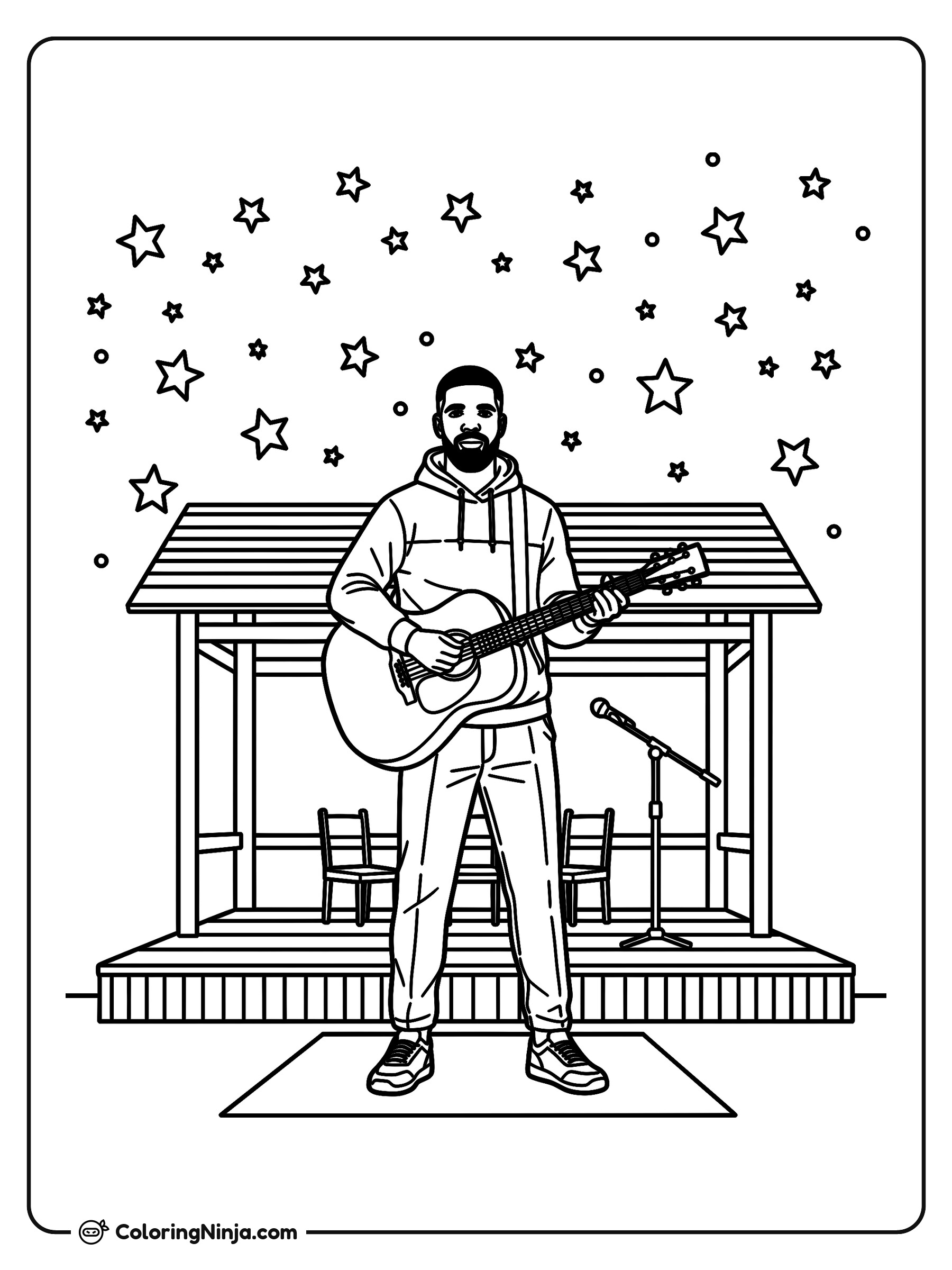 Drake bajo las estrellas: dibujo para colorear