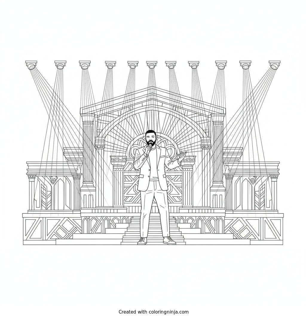 Drake Performing On Stage Coloring Page