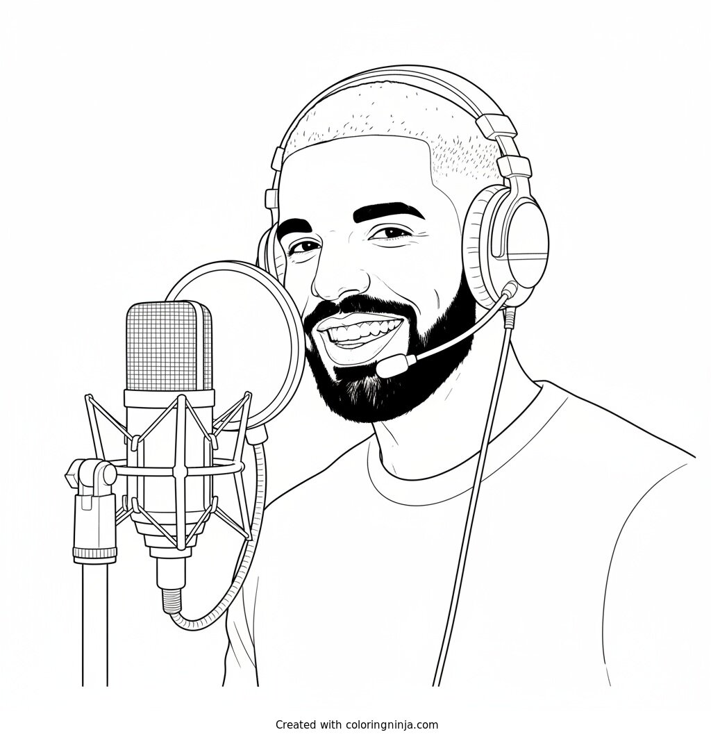 Drake In The Music Studio Coloring Page
