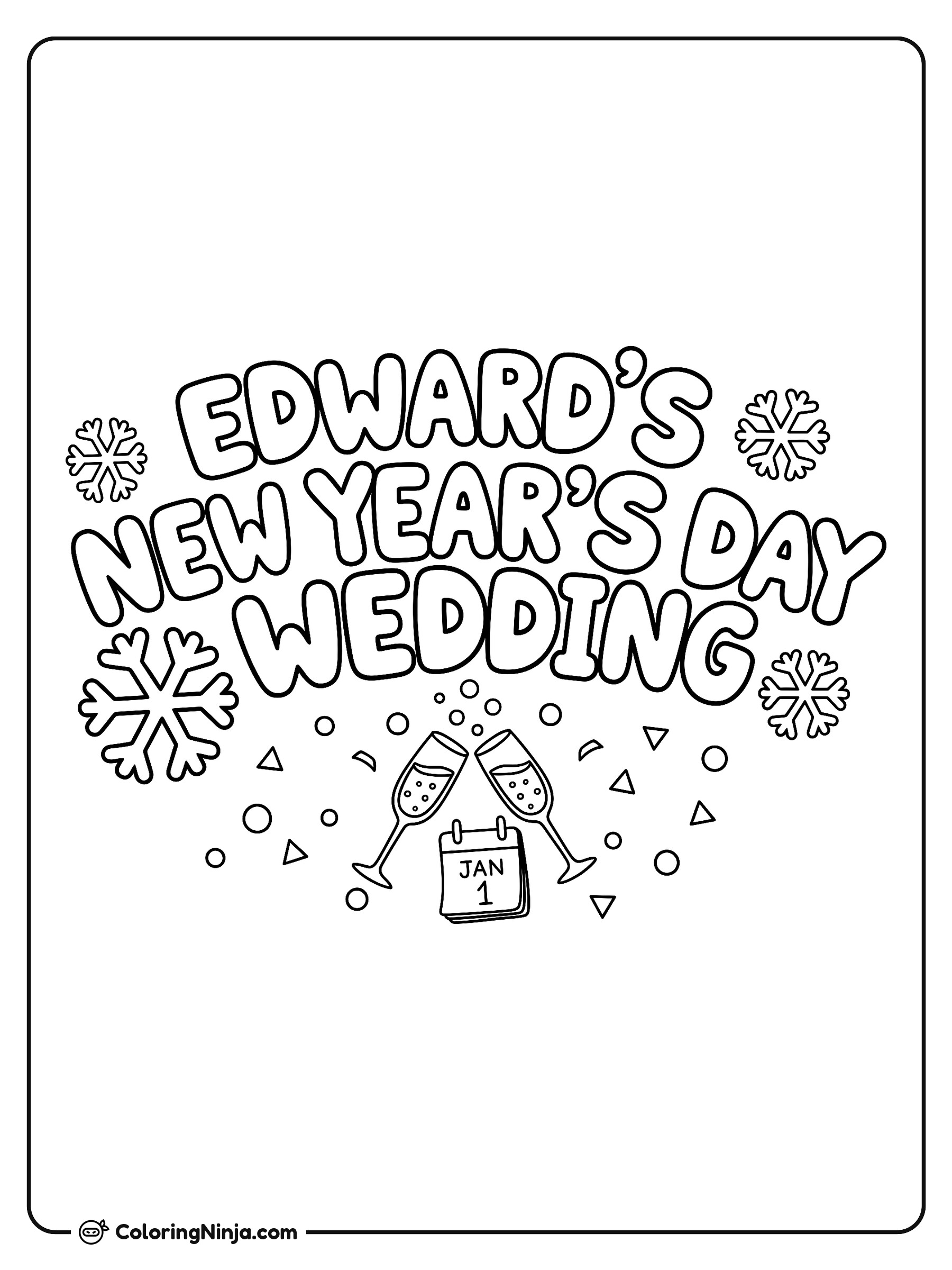 Edward's New Year Wedding Logo Coloring Page