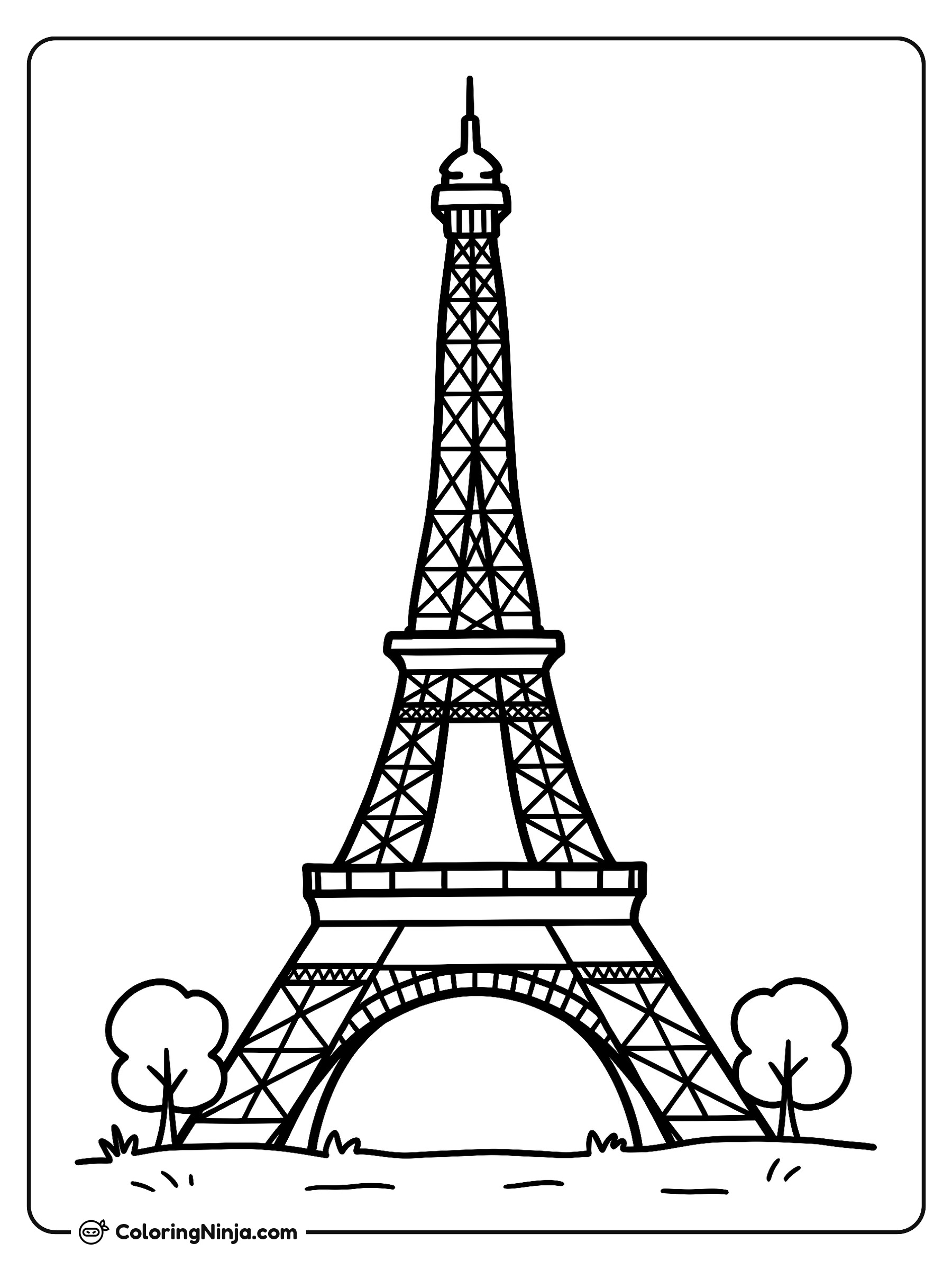 La famosa Torre Eiffel: dibujo para colorear