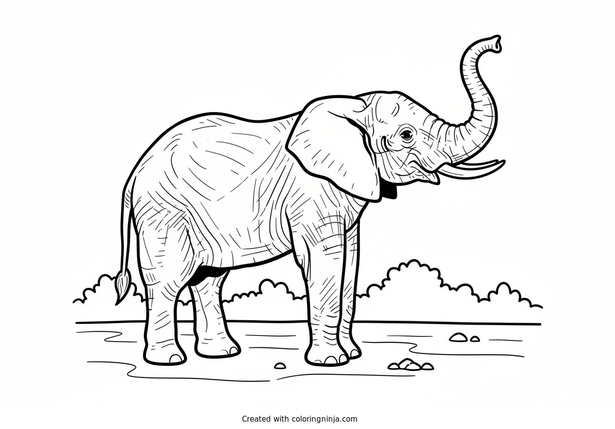 Coloring page of elephant