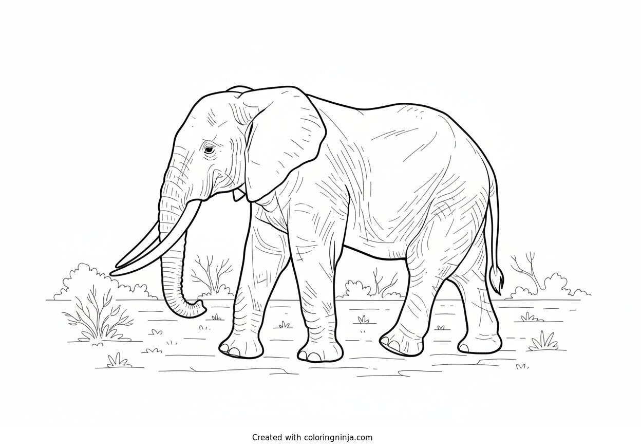 Coloring page of elephant