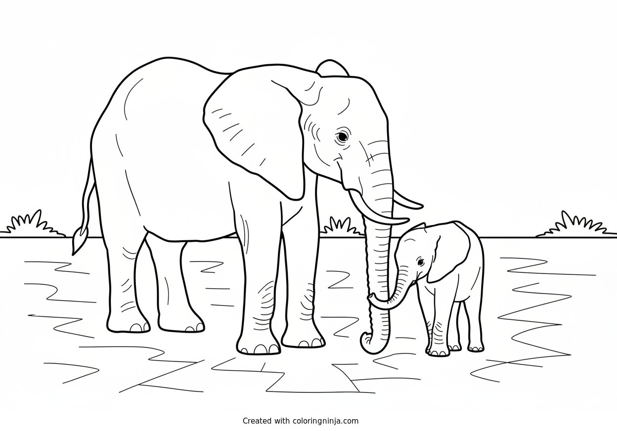 Coloring page of elephant