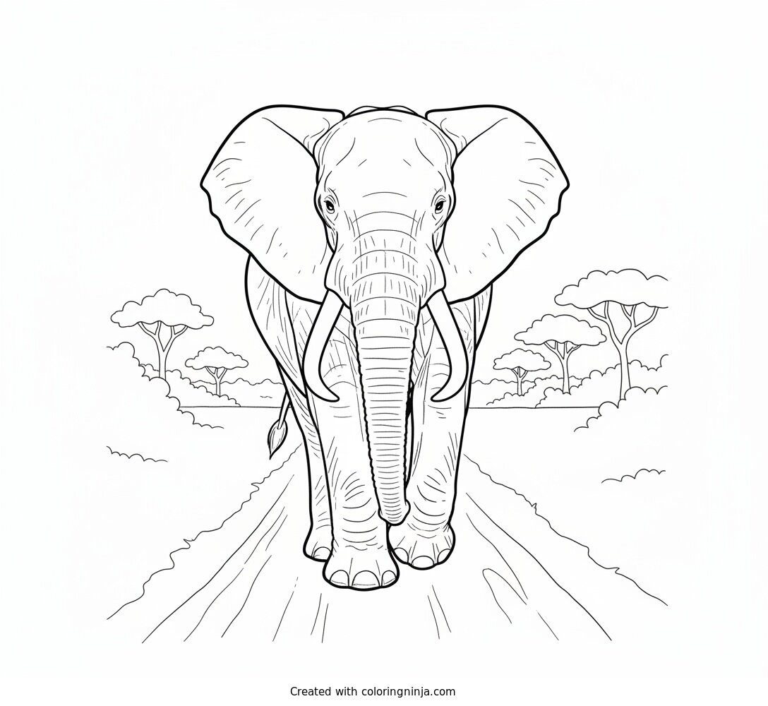 Coloring page of elephant
