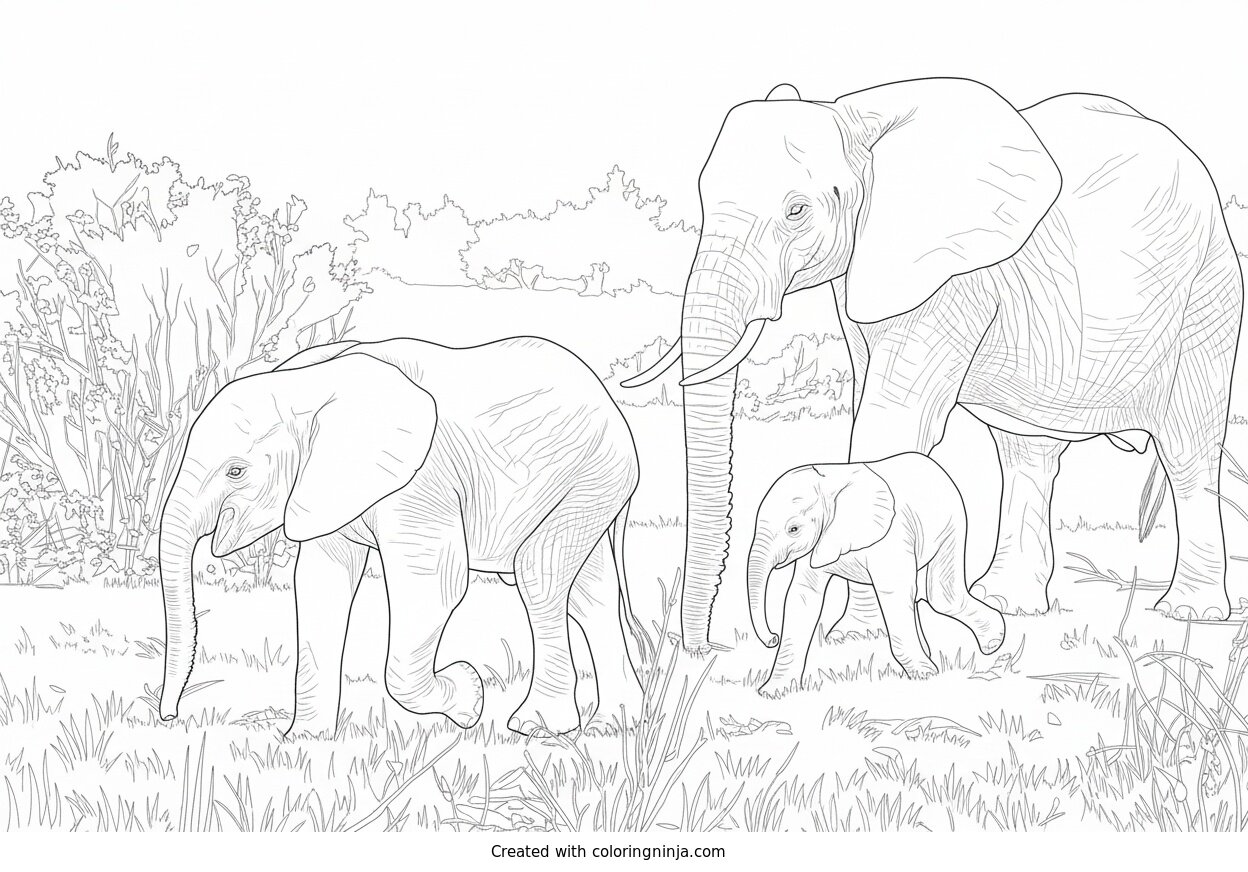 Coloring page of elephant