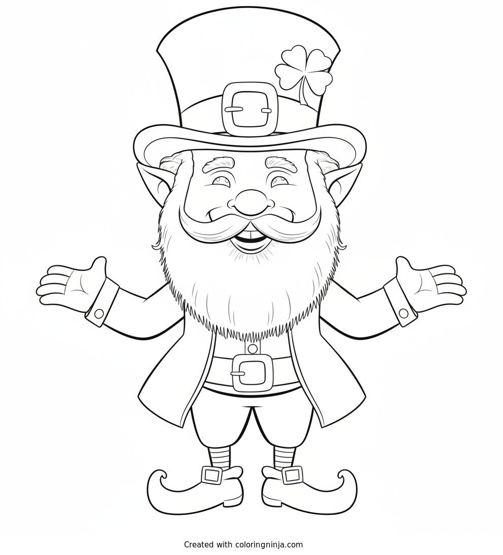 Coloring page of elf saint patrick