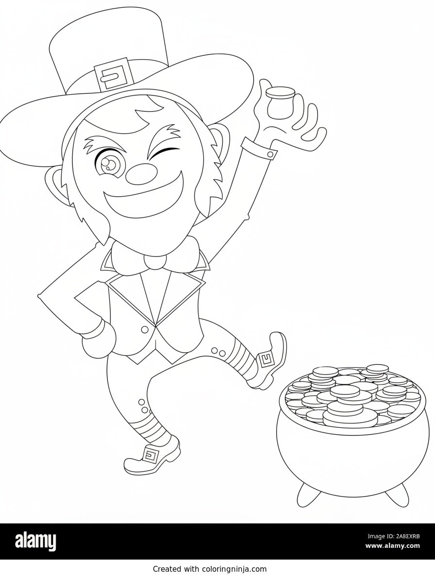 Coloring page of elf saint patrick