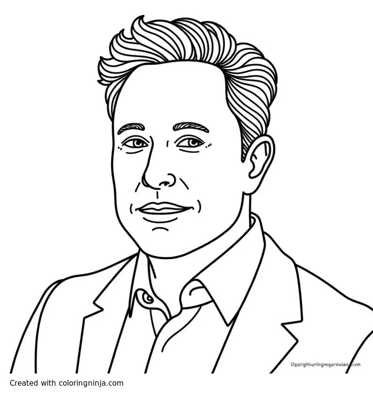 A coloring page of Elon Musk