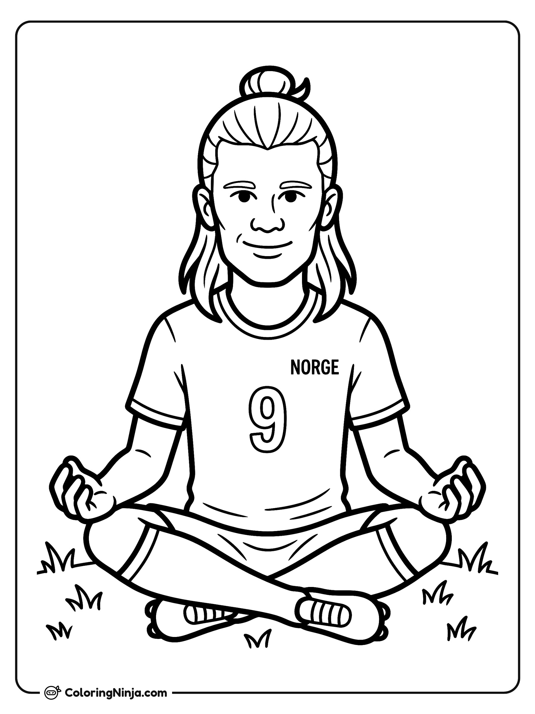 Erling Haaland Meditating on the Pitch Coloring Page