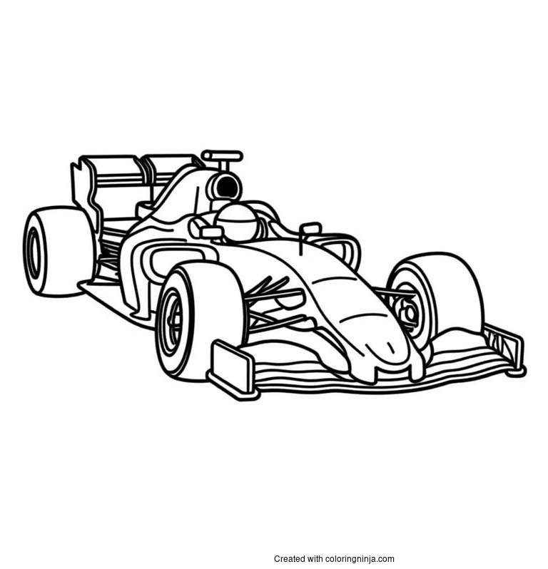 A coloring page of f1 car racing