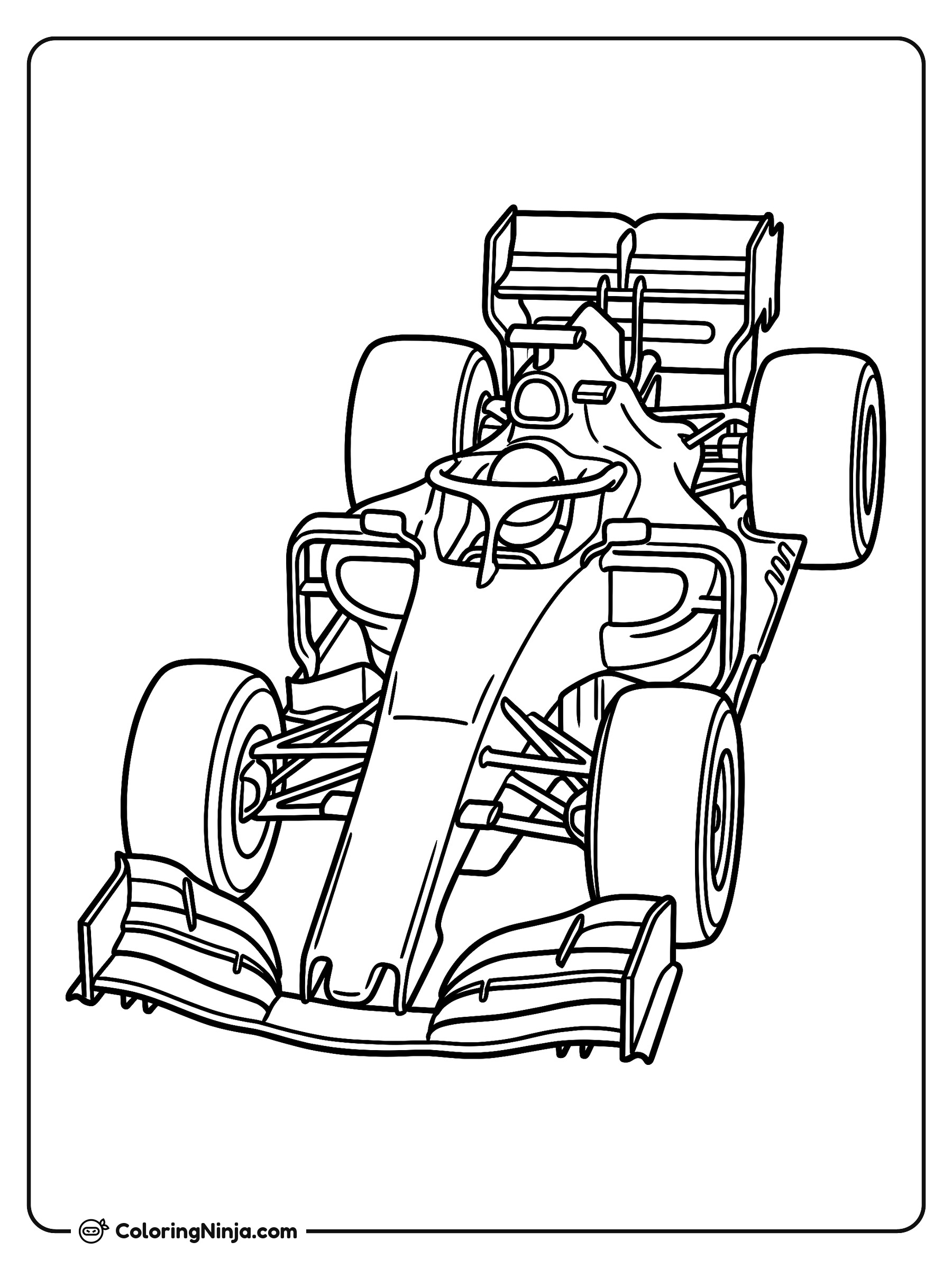 Auto de Carreras de Fórmula 1: dibujo para colorear