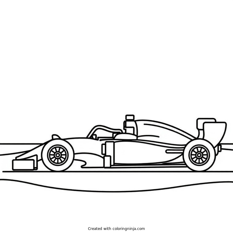 A coloring page of an f1 racing car