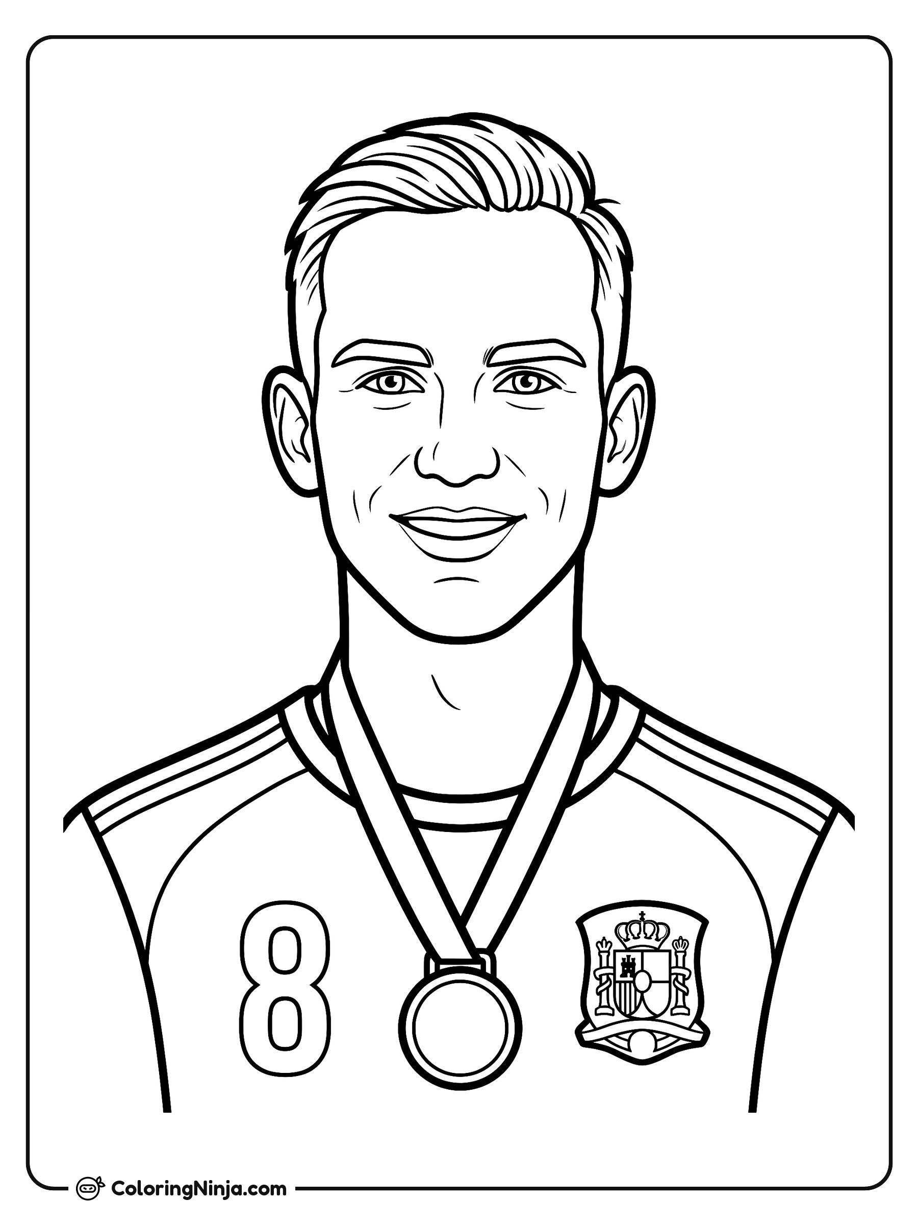 Fabián Ruiz Spain Portrait Coloring Page
