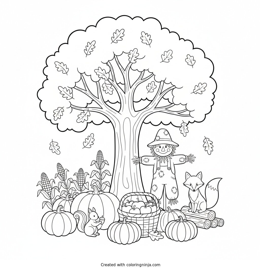 Coloring page of fall