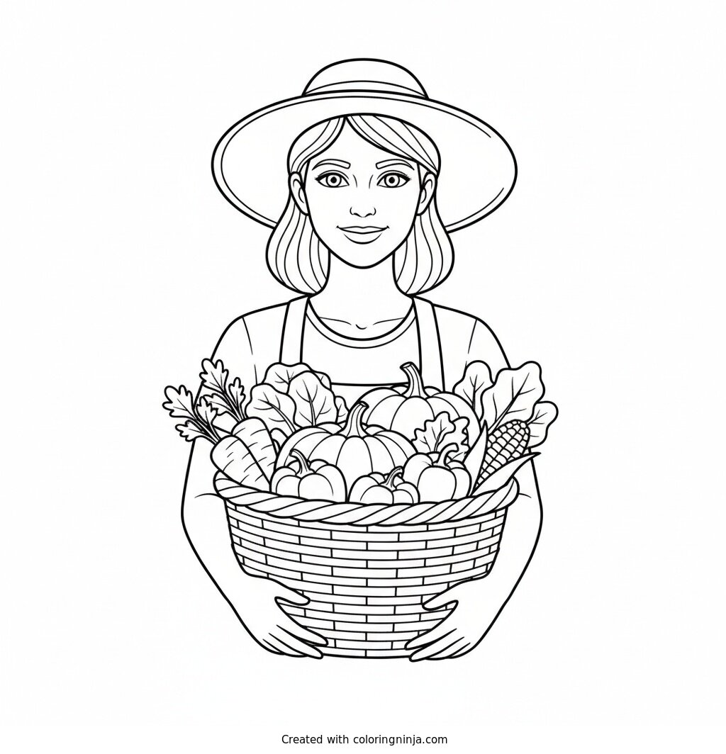 Happy Gardener Harvest Time Coloring Page