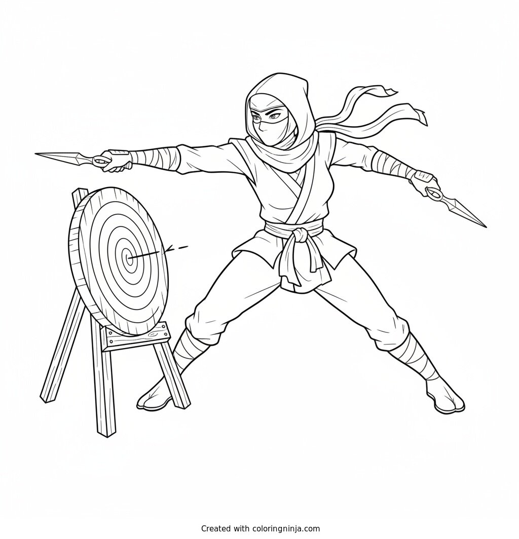Kunai Target Practice Coloring Page