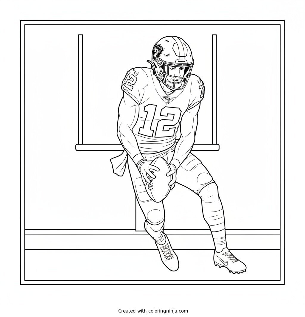 Fernando Mendoza Touchdown Spike Celebration Coloring Page