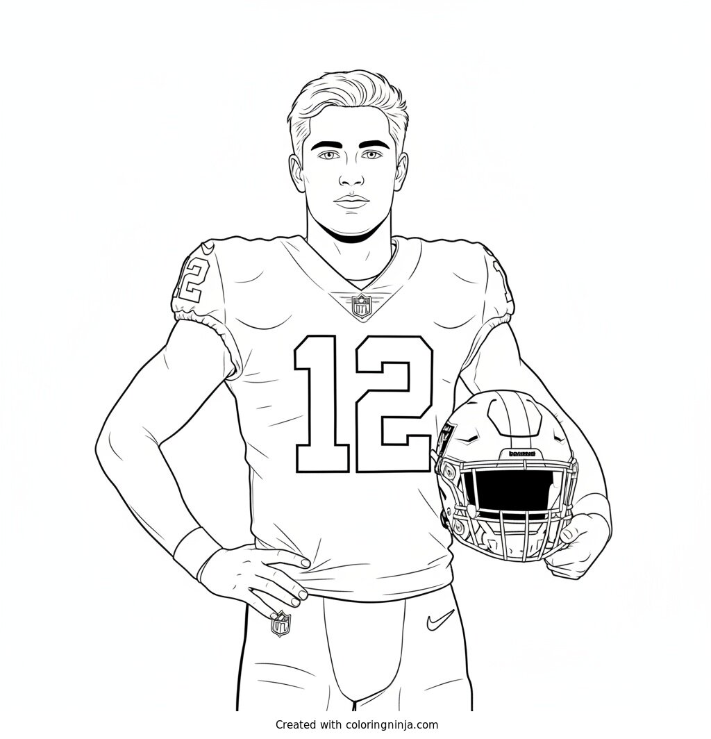 Fernando Mendoza Helmet Under Arm Coloring Page