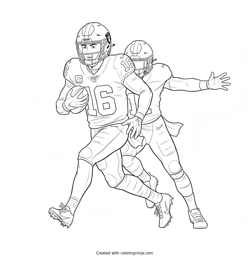 Fernando Mendoza Scrambling Past Defender Coloring Page