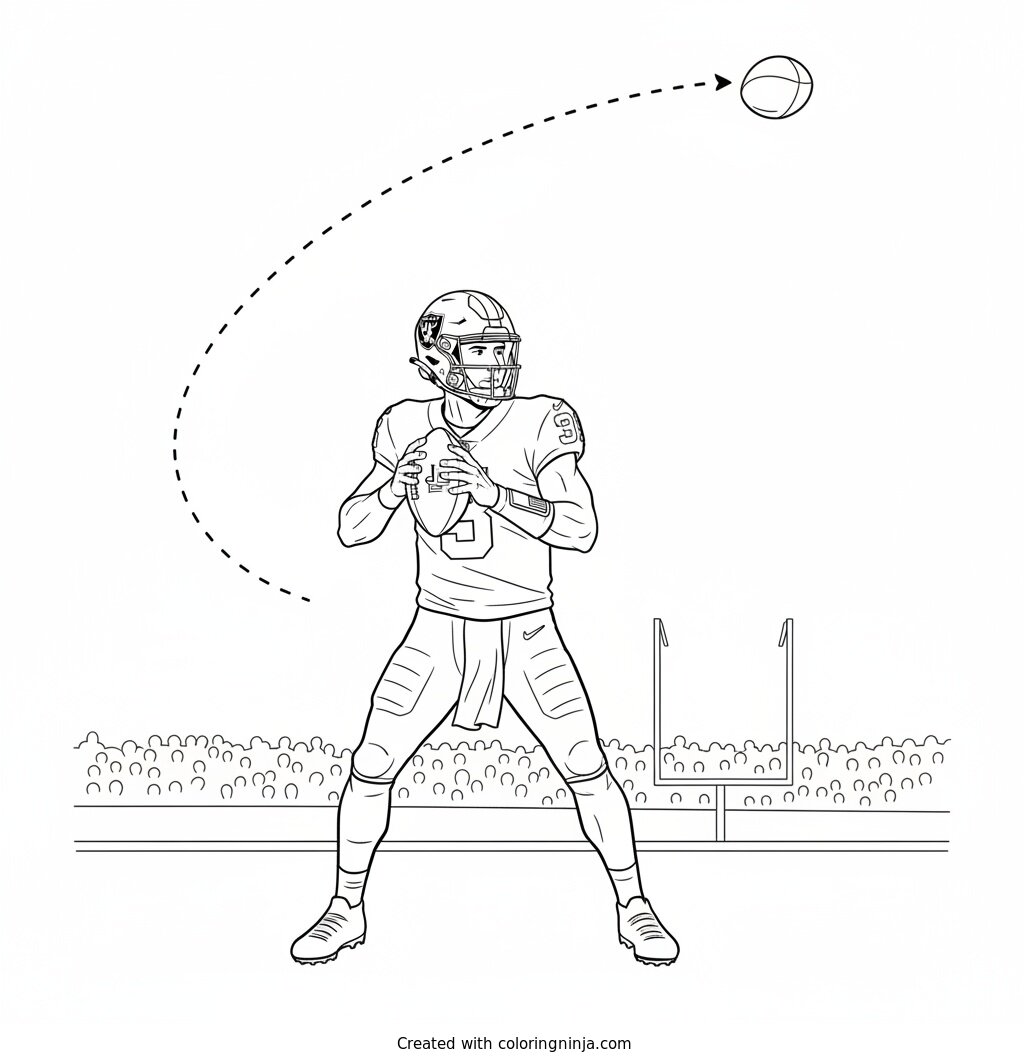Fernando Mendoza Throwing Deep Pass Coloring Page