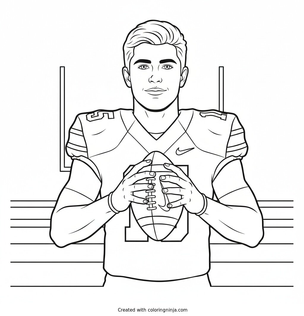 Fernando Mendoza Game Ready Pose Coloring Page